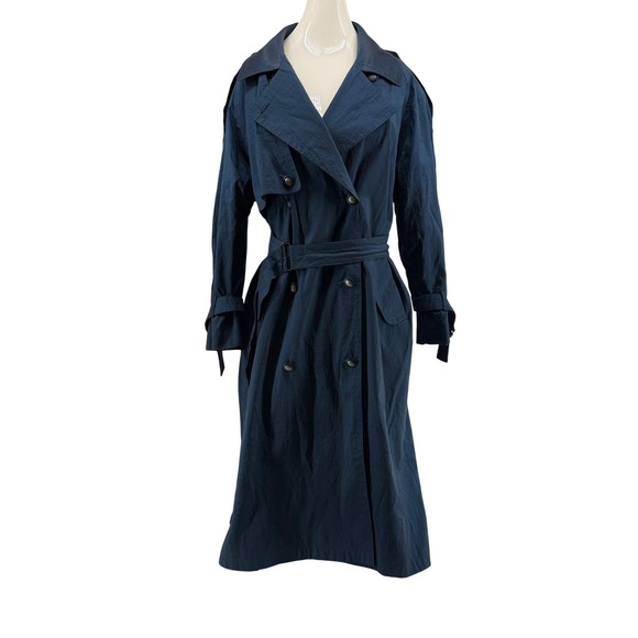 London Fog Jackets & Blazers - London Fog Blue Trench Coat Women's 8 Petite Double Breasted Belted